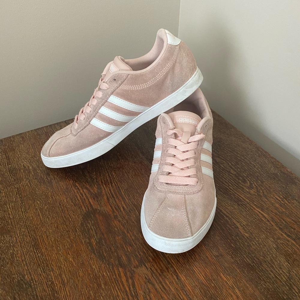 Adidas pink suede shoes